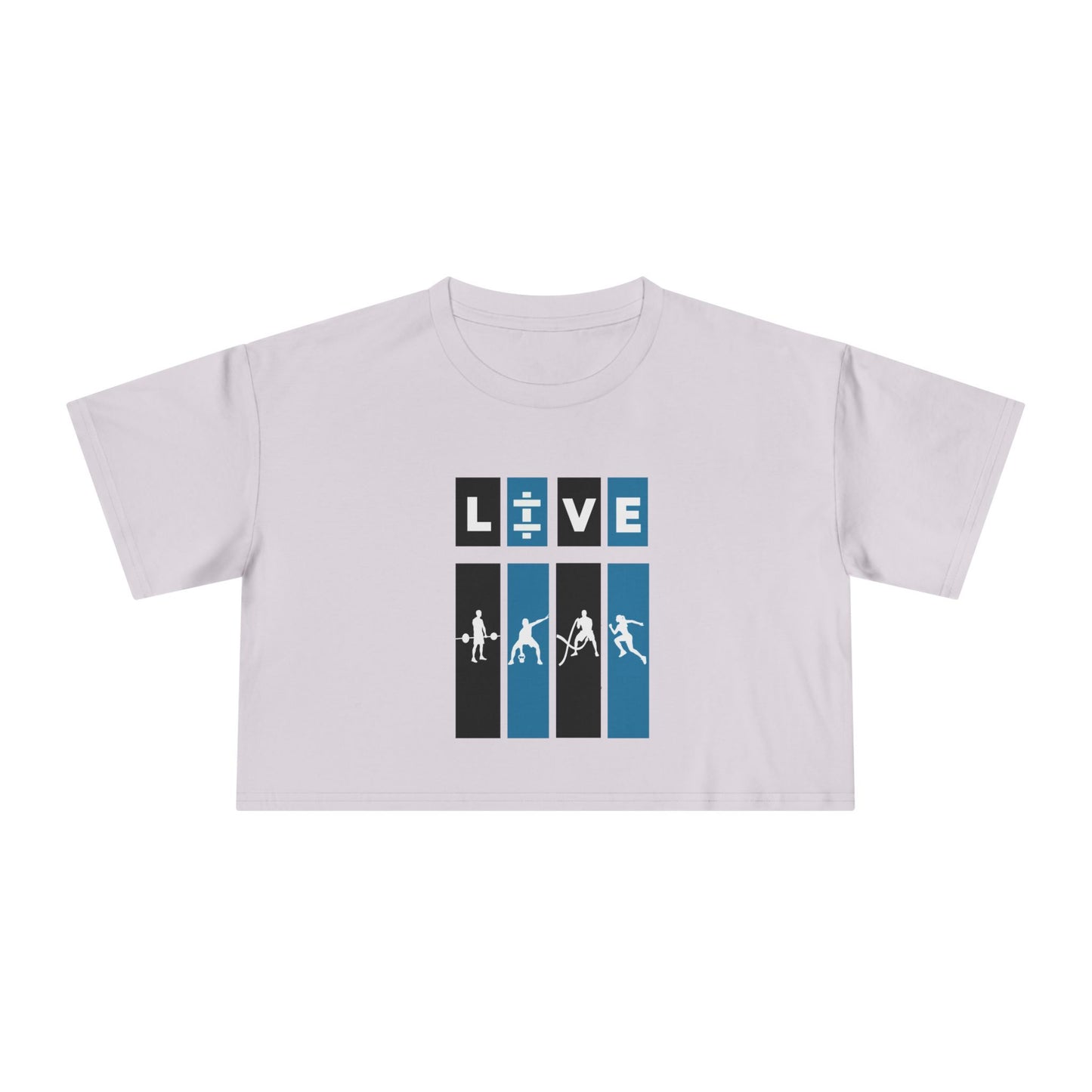 LIVE Fitness Women's Crop Tee, Workout Top, Athletic Wear, Casual Crop Shirt, Gym Apparel, Inspirational Tee