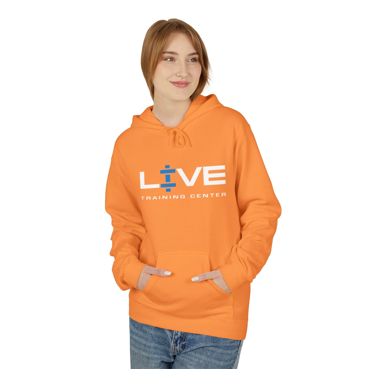 LIVE Training Center Fleece Hoodie, Unisex Activewear, Workout Gift, Gym Hoodie, Fitness Apparel, Sportswear, Casual Comfort
