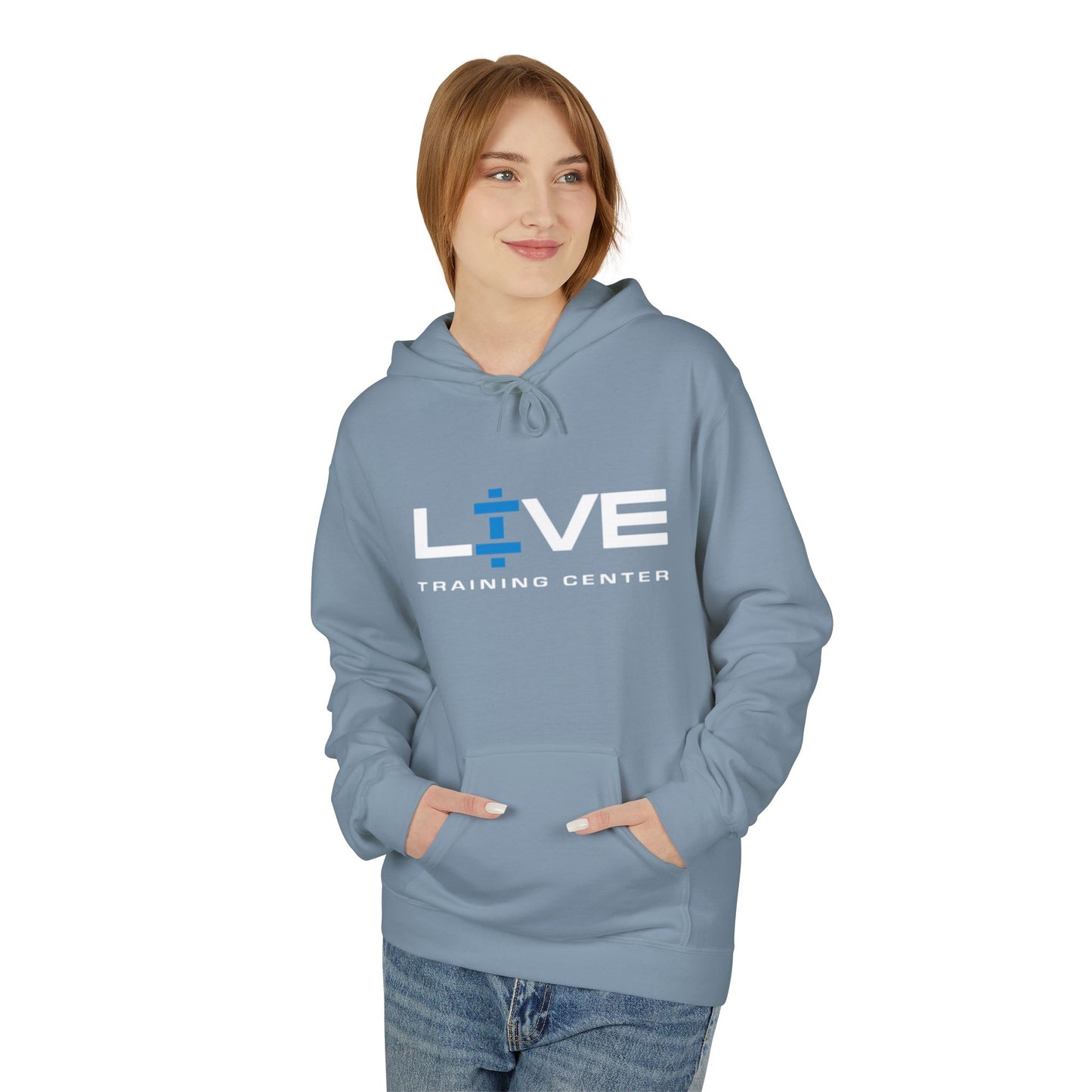 LIVE Training Center Fleece Hoodie, Unisex Activewear, Workout Gift, Gym Hoodie, Fitness Apparel, Sportswear, Casual Comfort