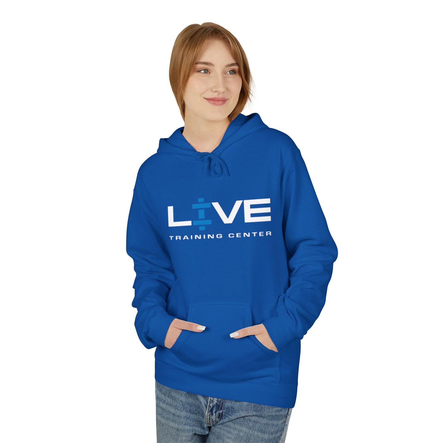 LIVE Training Center Fleece Hoodie, Unisex Activewear, Workout Gift, Gym Hoodie, Fitness Apparel, Sportswear, Casual Comfort