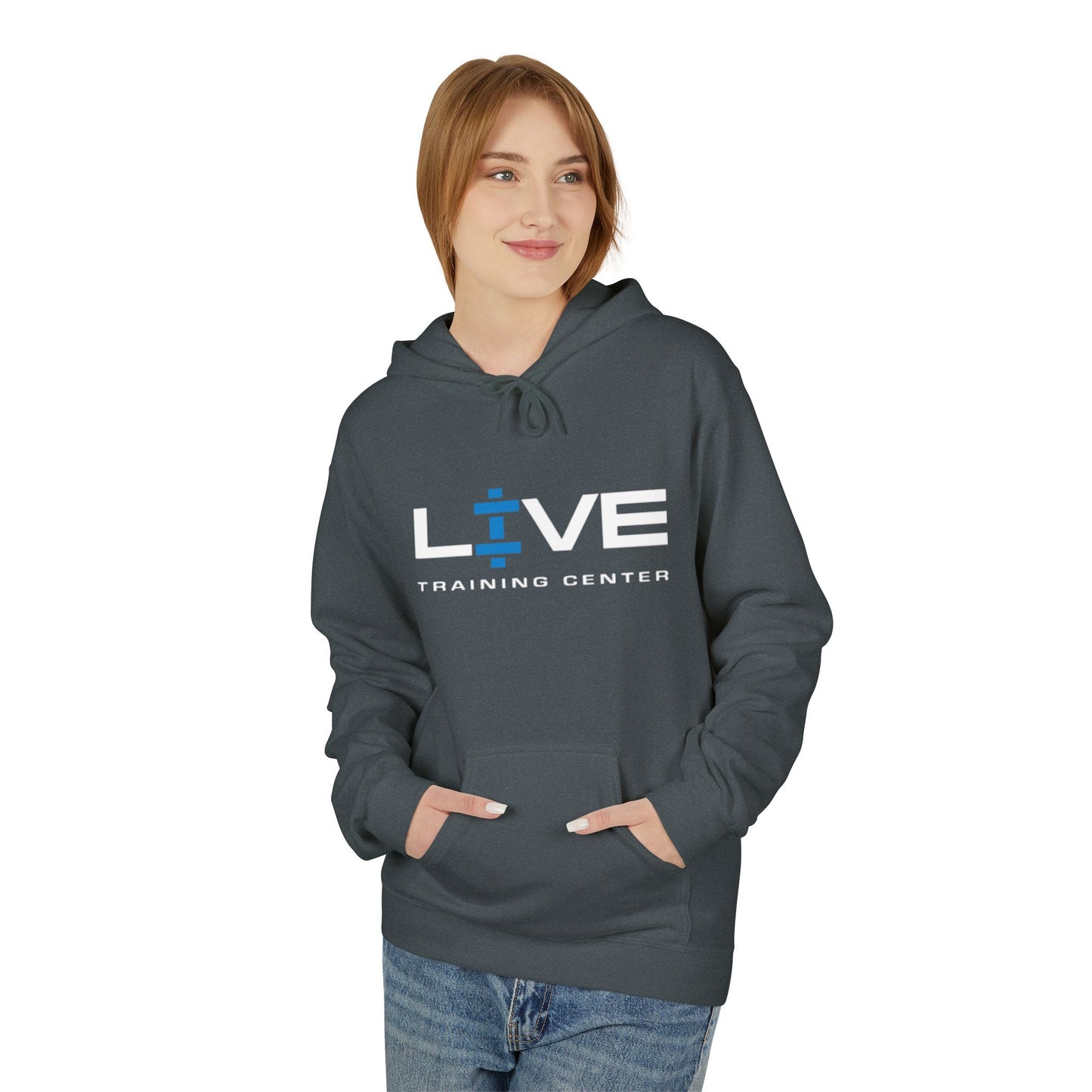 LIVE Training Center Fleece Hoodie, Unisex Activewear, Workout Gift, Gym Hoodie, Fitness Apparel, Sportswear, Casual Comfort