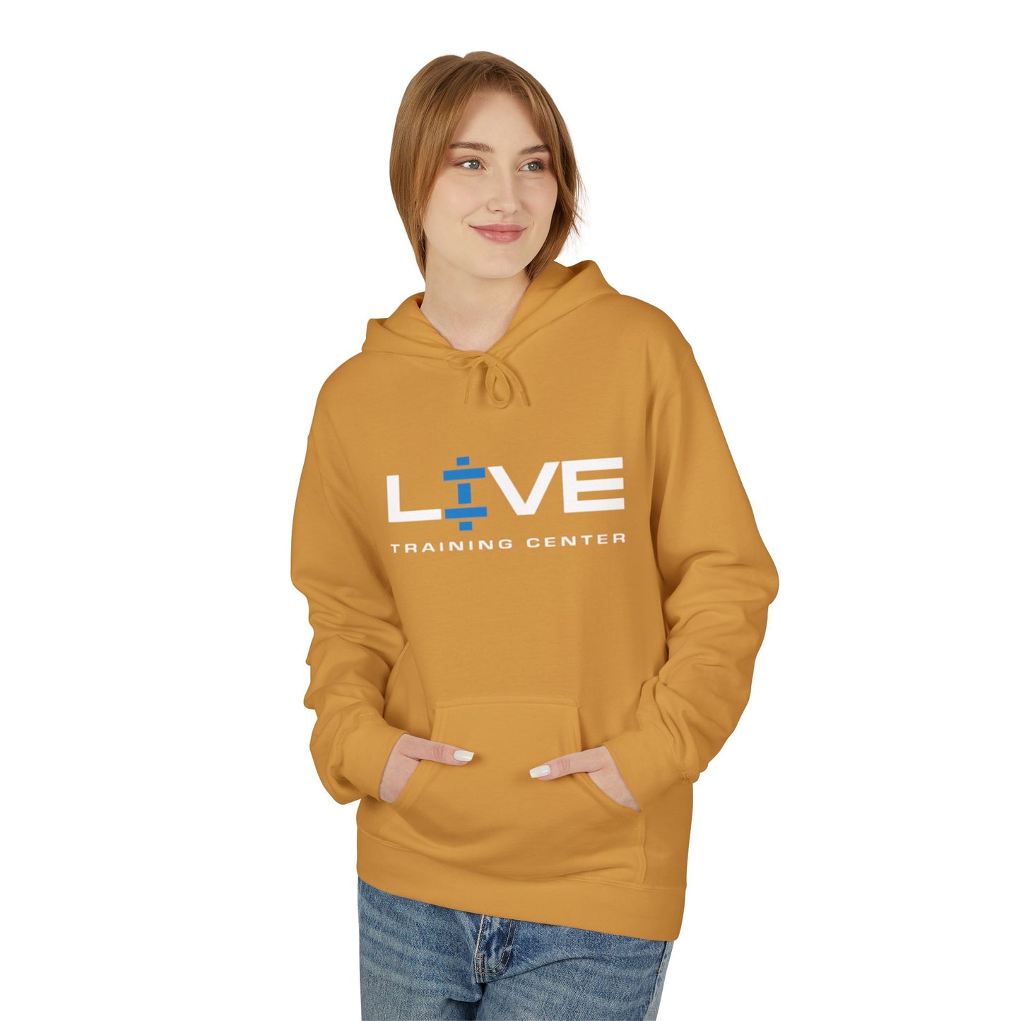 LIVE Training Center Fleece Hoodie, Unisex Activewear, Workout Gift, Gym Hoodie, Fitness Apparel, Sportswear, Casual Comfort