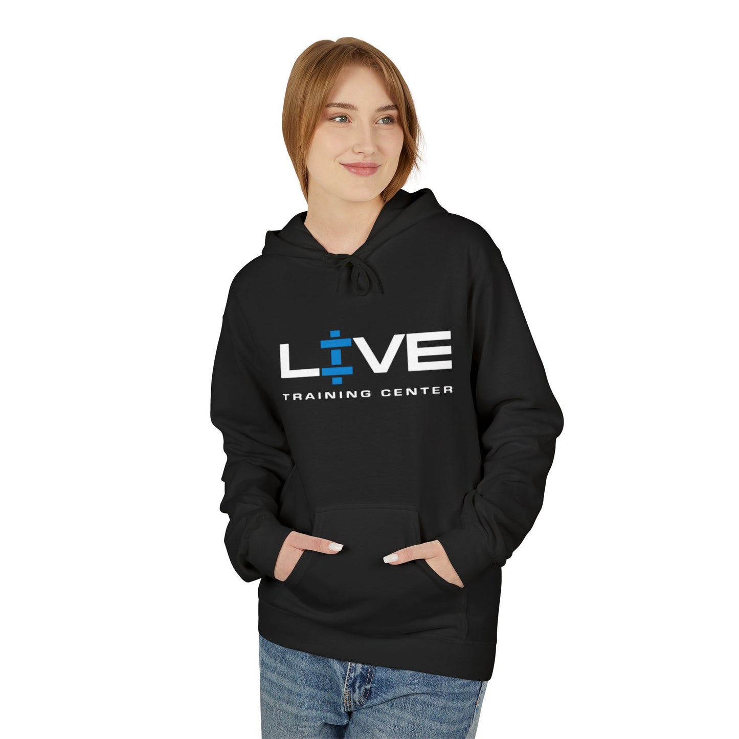 LIVE Training Center Fleece Hoodie, Unisex Activewear, Workout Gift, Gym Hoodie, Fitness Apparel, Sportswear, Casual Comfort