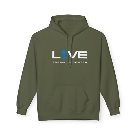 LIVE Training Center Fleece Hoodie, Unisex Activewear, Workout Gift, Gym Hoodie, Fitness Apparel, Sportswear, Casual Comfort