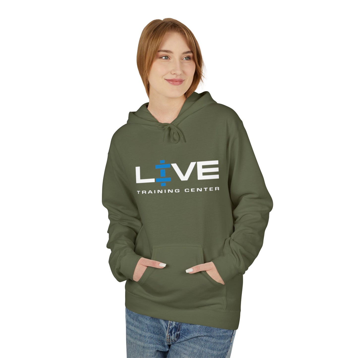 LIVE Training Center Fleece Hoodie, Unisex Activewear, Workout Gift, Gym Hoodie, Fitness Apparel, Sportswear, Casual Comfort
