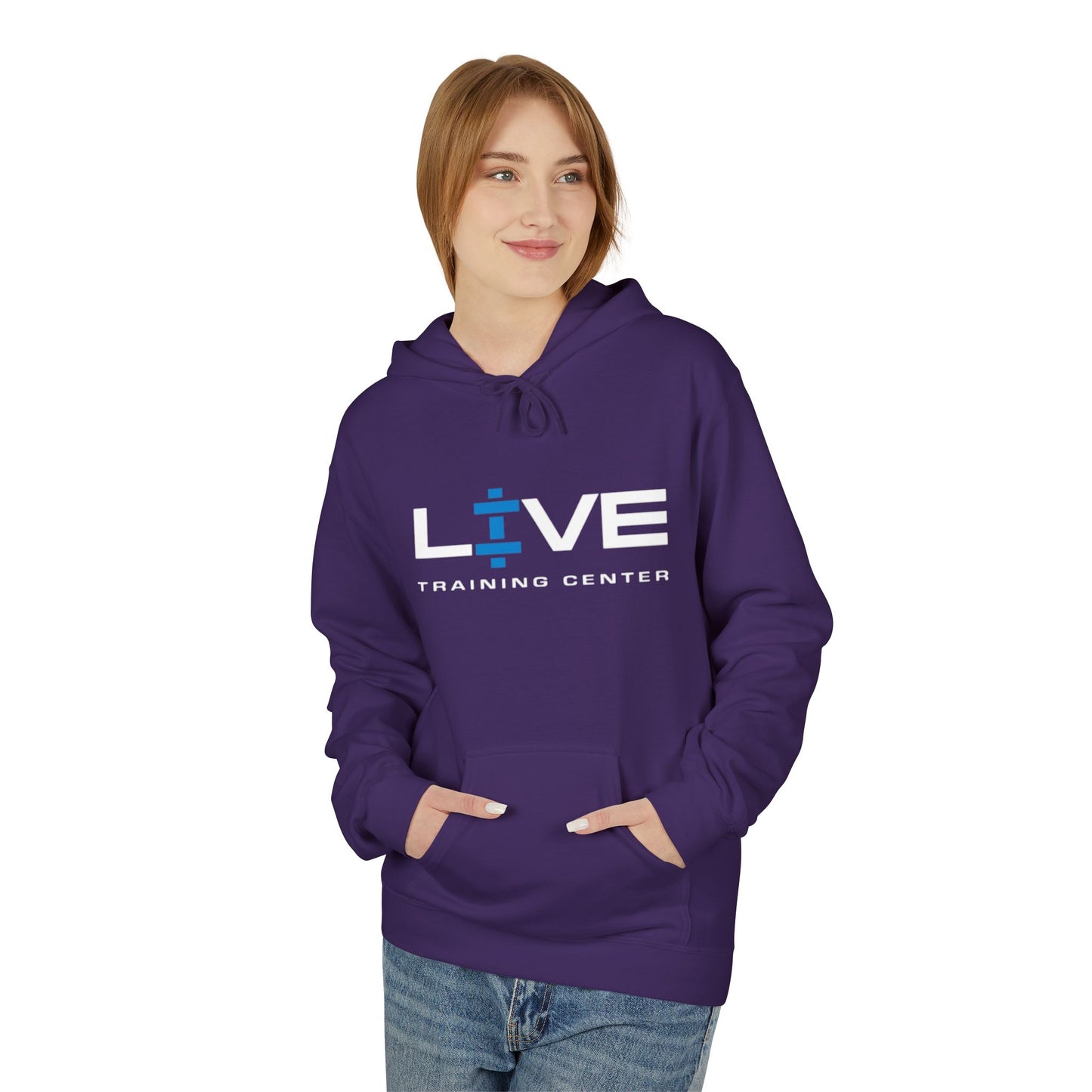 LIVE Training Center Fleece Hoodie, Unisex Activewear, Workout Gift, Gym Hoodie, Fitness Apparel, Sportswear, Casual Comfort