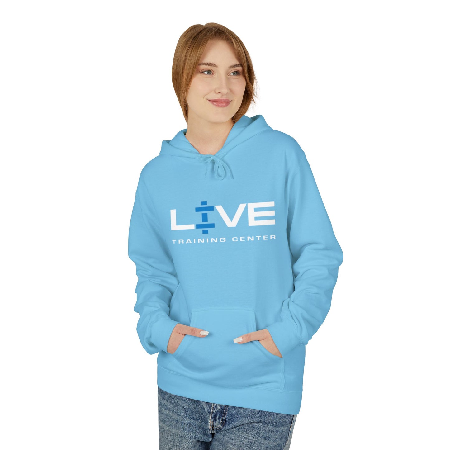 LIVE Training Center Fleece Hoodie, Unisex Activewear, Workout Gift, Gym Hoodie, Fitness Apparel, Sportswear, Casual Comfort