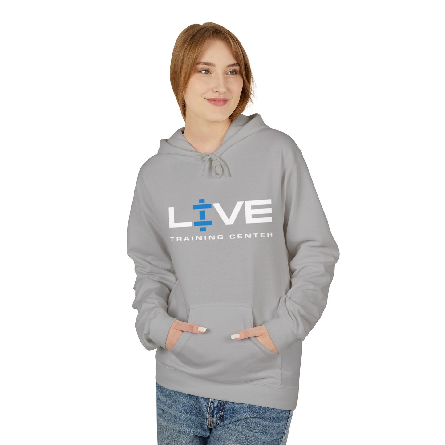 LIVE Training Center Fleece Hoodie, Unisex Activewear, Workout Gift, Gym Hoodie, Fitness Apparel, Sportswear, Casual Comfort