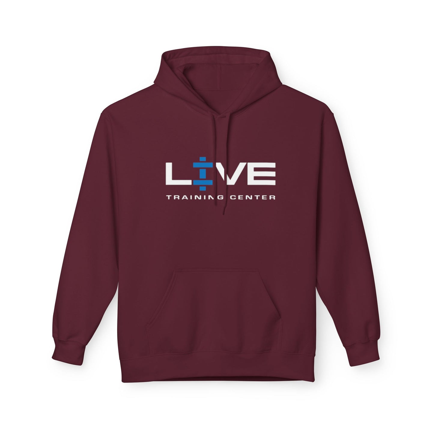 LIVE Training Center Fleece Hoodie, Unisex Activewear, Workout Gift, Gym Hoodie, Fitness Apparel, Sportswear, Casual Comfort